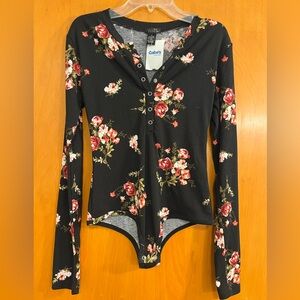 Black Floral Bodysuit